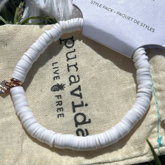 Pura Vida White Pastel Disc Stretch Bracelet NEW! - Picture 5 of 10